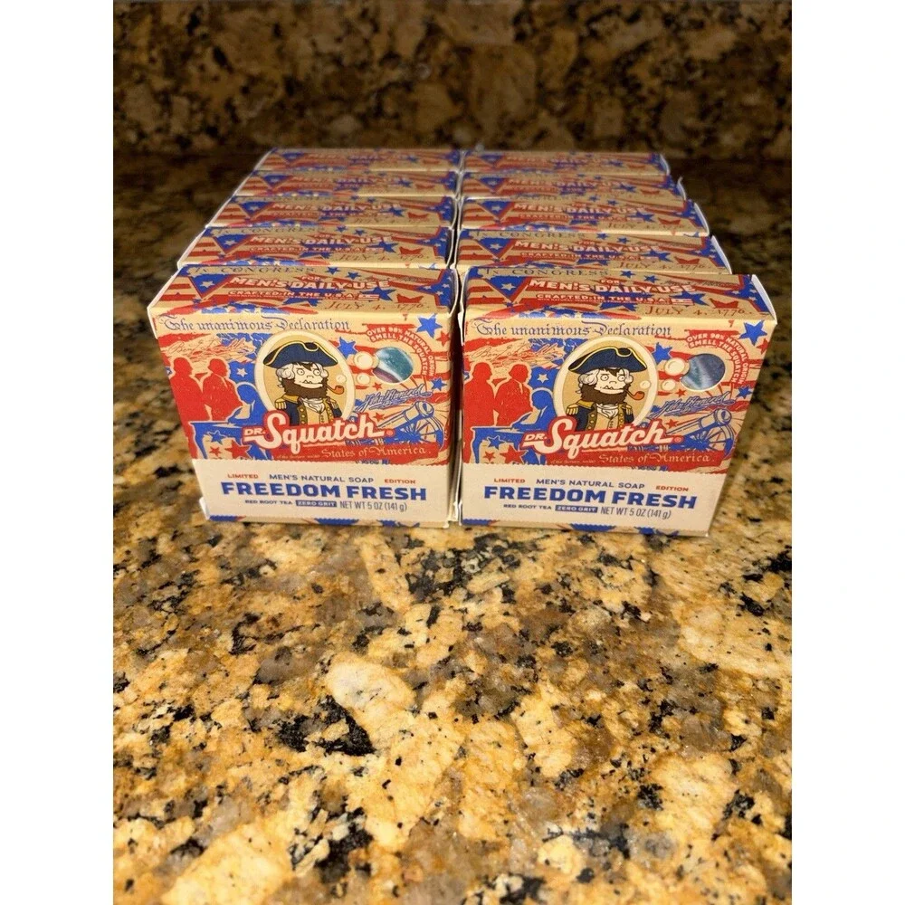 Lot Of 10 New Limited Edition Dr. Squatch Freedom Fresh Bar Soap